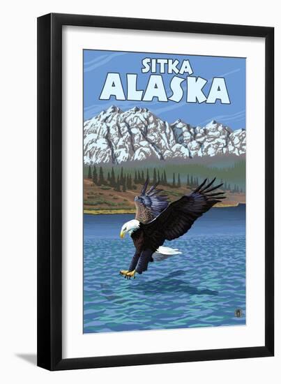 Bald Eagle Diving, Sitka, Alaska-Lantern Press-Framed Art Print