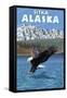 Bald Eagle Diving, Sitka, Alaska-Lantern Press-Framed Stretched Canvas