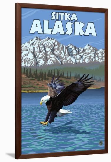 Bald Eagle Diving, Sitka, Alaska-Lantern Press-Framed Art Print