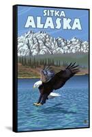 Bald Eagle Diving, Sitka, Alaska-Lantern Press-Framed Stretched Canvas