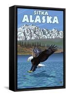 Bald Eagle Diving, Sitka, Alaska-Lantern Press-Framed Stretched Canvas