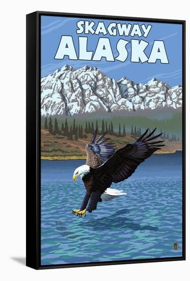 Bald Eagle Diving, Skagway, Alaska-Lantern Press-Framed Stretched Canvas