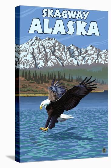 Bald Eagle Diving, Skagway, Alaska-Lantern Press-Stretched Canvas