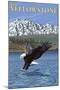 Bald Eagle Diving, West Yellowstone, Montana-Lantern Press-Mounted Art Print