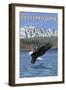 Bald Eagle Diving, West Yellowstone, Montana-Lantern Press-Framed Art Print