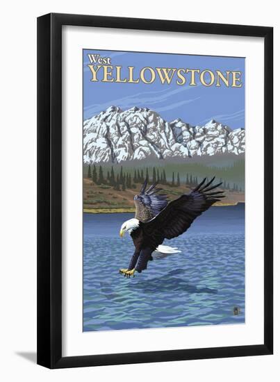 Bald Eagle Diving, West Yellowstone, Montana-Lantern Press-Framed Art Print