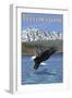 Bald Eagle Diving, West Yellowstone, Montana-Lantern Press-Framed Art Print