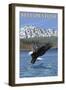 Bald Eagle Diving, Yellowstone National Park-Lantern Press-Framed Art Print