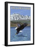 Bald Eagle Diving, Yellowstone National Park-Lantern Press-Framed Art Print