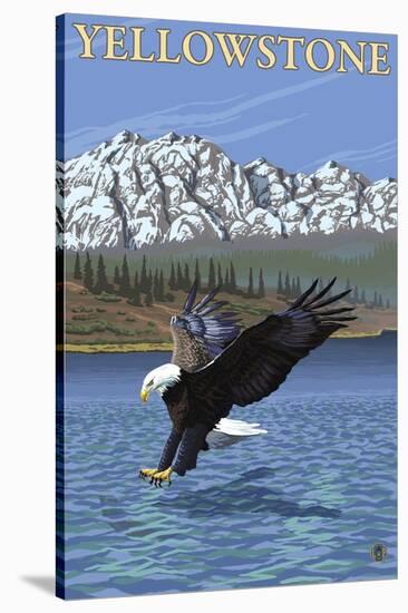 Bald Eagle Diving, Yellowstone National Park-Lantern Press-Stretched Canvas