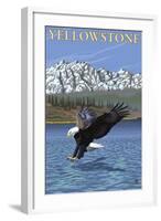 Bald Eagle Diving, Yellowstone National Park-Lantern Press-Framed Art Print