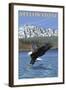 Bald Eagle Diving, Yellowstone National Park-Lantern Press-Framed Art Print