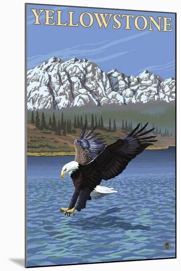 Bald Eagle Diving, Yellowstone National Park-Lantern Press-Mounted Art Print