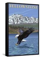 Bald Eagle Diving, Yellowstone National Park-Lantern Press-Framed Stretched Canvas