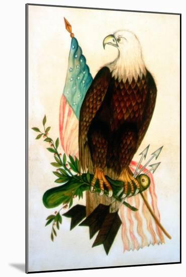 Bald Eagle with Flag-American School-Mounted Giclee Print
