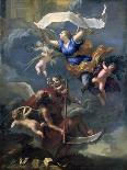 Trois anges musiciens dans une lunette-Baldassare Franceschini-Stretched Canvas