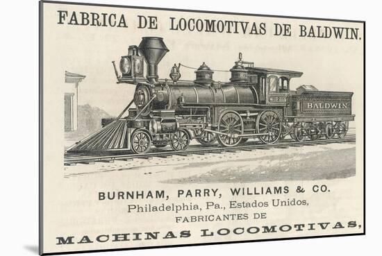 Baldwin Locomotoive Constructed by Burnham, Parry, Williams and Co, Philadelphia-null-Mounted Art Print