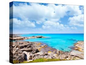 Balearic Formentera Island in Escalo Rocky Beach and Turquoise Sea-Natureworld-Stretched Canvas