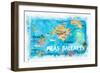 Balearic Islands Illustrated Travel Map with Majorca Ibiza Menorca Landmarks and Highlights-M. Bleichner-Framed Art Print