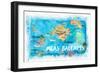 Balearic Islands Illustrated Travel Map with Majorca Ibiza Menorca Landmarks and Highlights-M. Bleichner-Framed Art Print