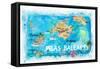 Balearic Islands Illustrated Travel Map with Majorca Ibiza Menorca Landmarks and Highlights-M. Bleichner-Framed Stretched Canvas