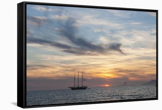 Balearic Islands - Sunset Time at Es Cavall D'en Borras Bay, Parc De Ses Salinas-Guido Cozzi-Framed Stretched Canvas