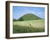 Baled Hay in Field Below Silbury Hill, Wiltshire, England, United Kingdom-David Hunter-Framed Photographic Print