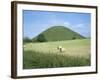 Baled Hay in Field Below Silbury Hill, Wiltshire, England, United Kingdom-David Hunter-Framed Photographic Print