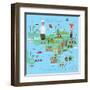 Bali Indonesia Map and Travel Eps 10 Format-Sajja-Framed Art Print