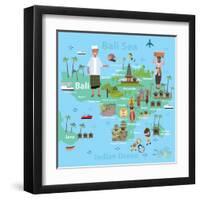 Bali Indonesia Map and Travel Eps 10 Format-Sajja-Framed Art Print