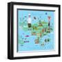 Bali Indonesia Map and Travel Eps 10 Format-Sajja-Framed Art Print