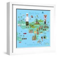 Bali Indonesia Map and Travel Eps 10 Format-Sajja-Framed Art Print