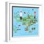 Bali Indonesia Map and Travel Eps 10 Format-Sajja-Framed Art Print