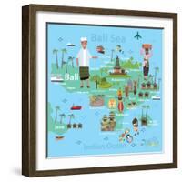 Bali Indonesia Map and Travel Eps 10 Format-Sajja-Framed Art Print