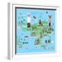 Bali Indonesia Map and Travel Eps 10 Format-Sajja-Framed Art Print