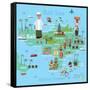 Bali Indonesia Map and Travel Eps 10 Format-Sajja-Framed Stretched Canvas