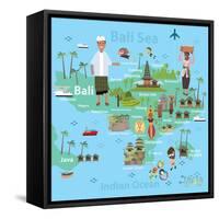 Bali Indonesia Map and Travel Eps 10 Format-Sajja-Framed Stretched Canvas