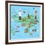 Bali Indonesia Map and Travel Eps 10 Format-Sajja-Framed Art Print