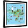 Bali Indonesia Map and Travel Eps 10 Format-Sajja-Framed Art Print