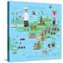 Bali Indonesia Map and Travel Eps 10 Format-Sajja-Stretched Canvas