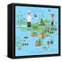 Bali Indonesia Map and Travel Eps 10 Format-Sajja-Framed Stretched Canvas