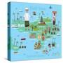 Bali Indonesia Map and Travel Eps 10 Format-Sajja-Stretched Canvas