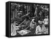 Bali Market Traders-null-Framed Stretched Canvas