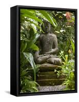 Bali, Ubud, a Statue of buddha Sits Serenely in Gardens-Niels Van Gijn-Framed Stretched Canvas