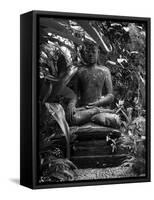 Bali, Ubud, a Statue of buddha Sits Serenely in Gardens-Niels Van Gijn-Framed Stretched Canvas