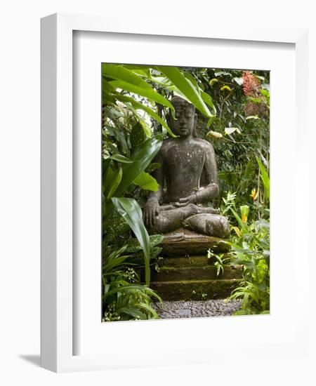 Bali, Ubud, a Statue of buddha Sits Serenely in Gardens-Niels Van Gijn-Framed Photographic Print