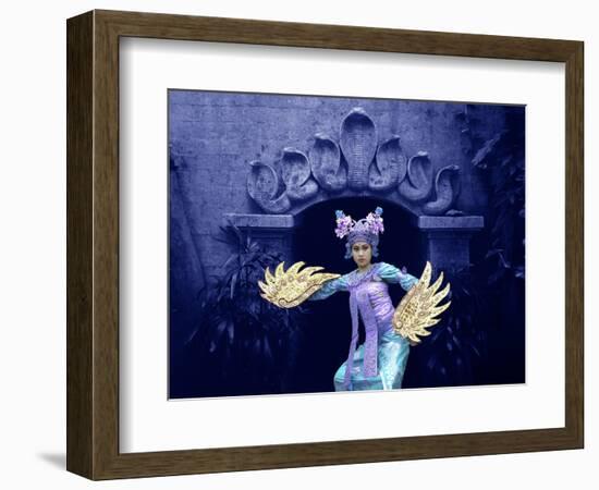 Balinese Dancer in Front of Temple in Ubud, Bali, Indonesia-Jim Zuckerman-Framed Photographic Print