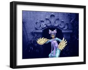 Balinese Dancer in Front of Temple in Ubud, Bali, Indonesia-Jim Zuckerman-Framed Photographic Print