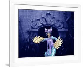 Balinese Dancer in Front of Temple in Ubud, Bali, Indonesia-Jim Zuckerman-Framed Photographic Print