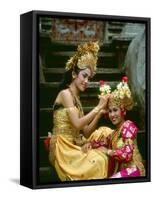Balinese Dancers in Front of Temple in Ubud, Bali, Indonesia-Jim Zuckerman-Framed Stretched Canvas